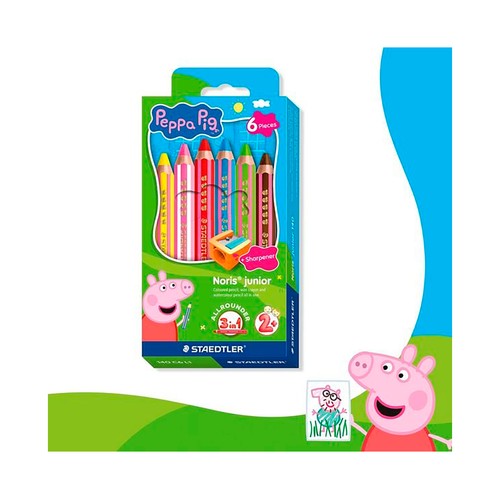 Set 6 lápices color 3 en 1 noris junior - Peppa Pig. STAEDTLER