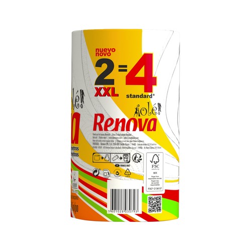RENOVA ¡Ole! Rollo de cocina compacto XXL (74 servicios) 2 uds.