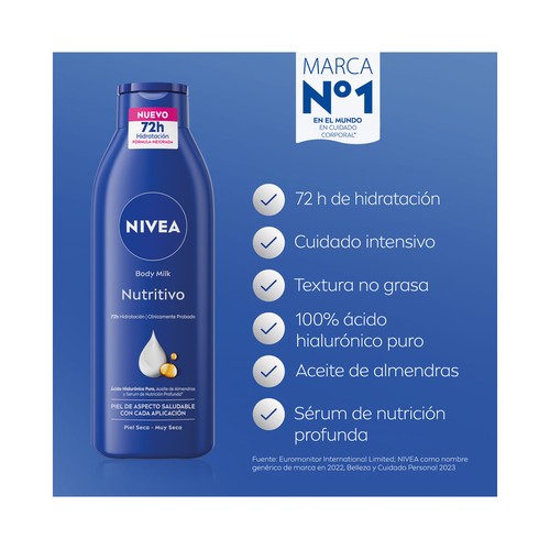 NIVEA Loción corporal nutritiva (400 ml) + gel de baño con aroma a Nivea (250 ml).