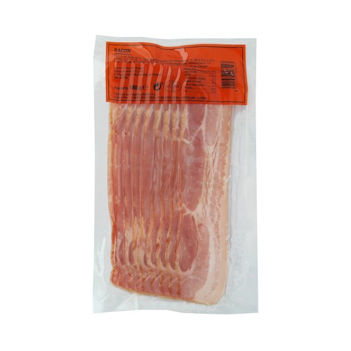 Bacon cortado en lonchas y envasado al vacio MONELLS 180 g.