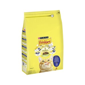 FRISKIES Pienso para gatos adultos a base de bacalao FRISKIES bolsa 4 kg.