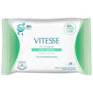 VITESSE Toallitas limpiadoras y desmaquillanes con Vitamin complex para pieles mixtas 25 uds.