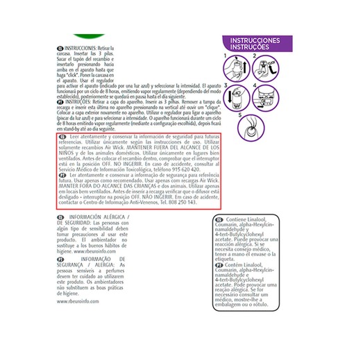AIR WICK Ambientador difusor de aceites esenciales Lavanda- Recambio AIR WICK ESSENTIAL MIST 20 ml.
