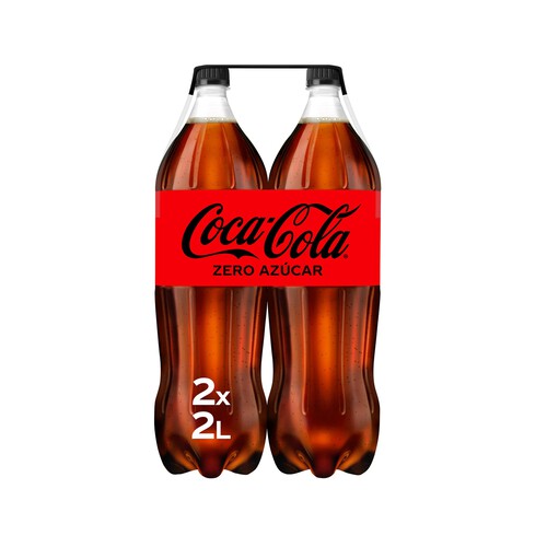 COCA COLA Refresco de cola Zero azúcar pack 2 botellas de 2 I.