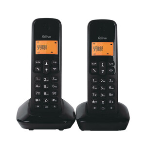 Teléfono inalámbrico dúo QILIVE Q.4669 negro, identificación llamadas, agenda, manos libres, pantalla iluminada, 10 tonos de llamada.