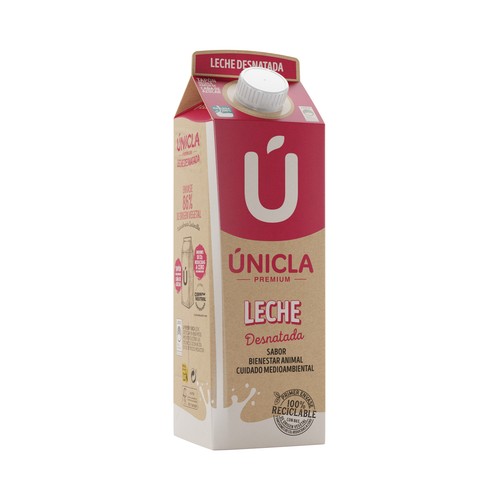 ÚNICLA Leche de vaca desnatada de origen 100% gallega 1 l.