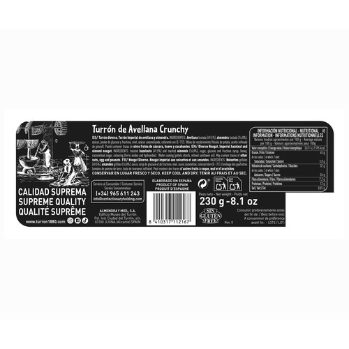 1880 Turrón de avellana y almendra crujiente 230gr