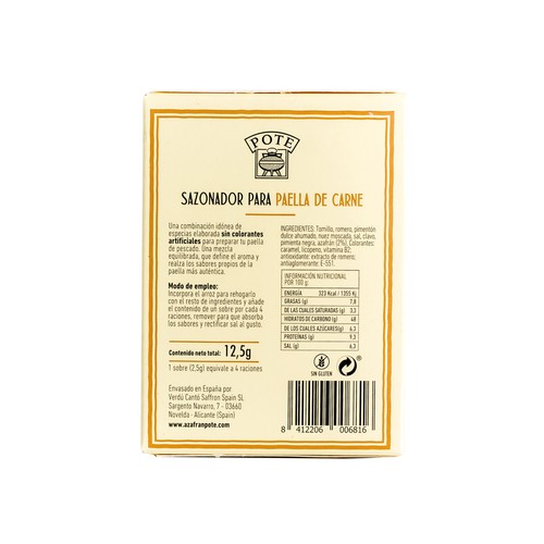 POTE Sazonador para paellas de carne con azafrán 5 uds. x 2,5 g.