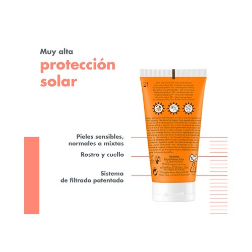 THERMALE AVÉNE Fluido solar facial sin perfume con FPS 50+ (muy alta), para pieles normales, mixtas y sensibles 50 ml.