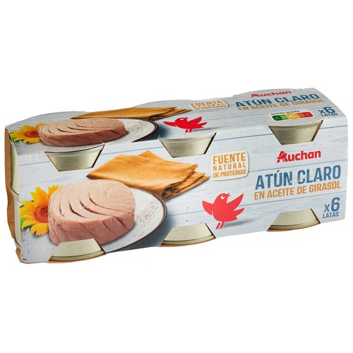 PRODUCTO ALCAMPO Atún claro en aceite de girasol lata de 52 g. pack de 6 uds.