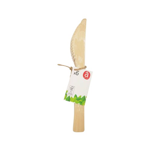 Pack de 6 cuchillos desechables de bambú, ACTUEL.