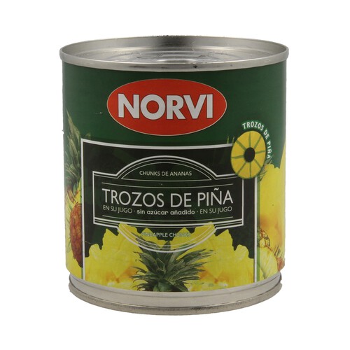 Trozos de piña en su jugo NORVI 270 g. peso neto escurrido