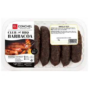 Bandeja con morcillas negras secas de cebolla, sin gluten y elaboradas en España EL CONCHEL