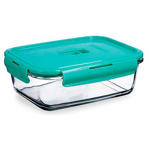 Taper hermético de vidrio rectangular de 122 cl, color turquesa, ADI HOGAR Y HOSTELERÍA IBERIA.