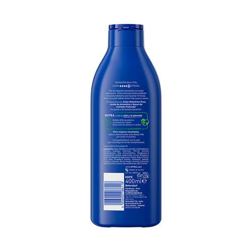NIVEA Loción corporal (body milk) nutritivo, para pieles secas 400 ml.