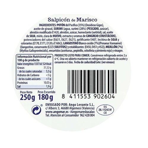 ANGOMAR Salpicón de marisco ANGOMAR 180 g.