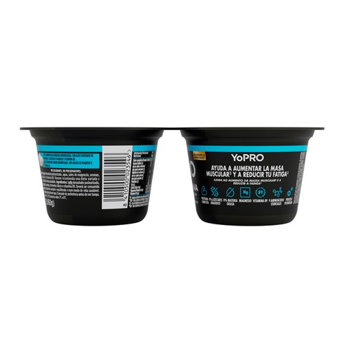 YOPRO de Danone Leche fermentada con proteínas y sin azúcares añadidos ni grasa 2 x 80 g.