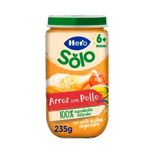 HERO Solo Tarrito de arroz con pollo (textura suave) a partir de 6 meses 235 g.