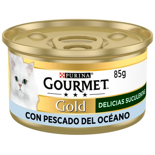 PURINA GOURMET Gold delicias suculentas Alimento húmedo para gatos con pescado del océano 85 g.