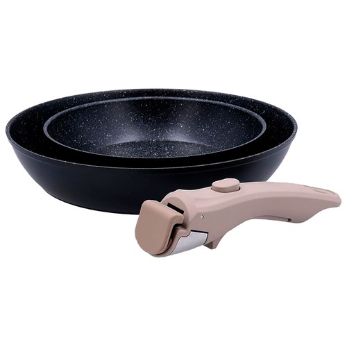 Set 2 sartenes aluminio forjado con mango desmontable 20/26cm clickchef. QUID