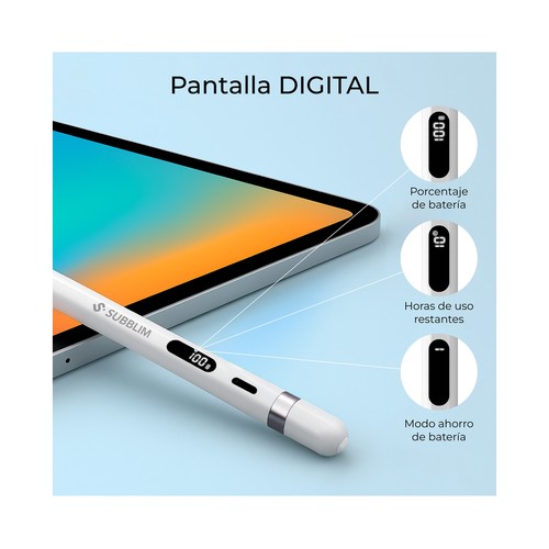 Lápiz universal para pantalla SUBBLIM NoteFlow, punta 0,9 mm, autonomía hasta 10 horas