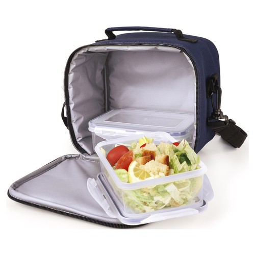 Bolsa porta alimentos color azul más 2 tapers herméticos, de 0,6 y 0,8l., Quick IRIS.