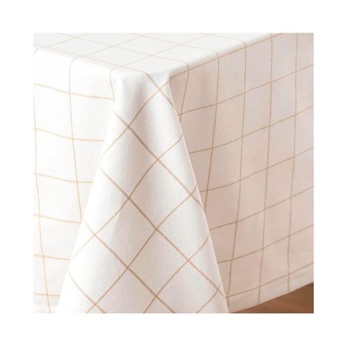 Mantel cuadros polialgodón 140x240cm beige. U10