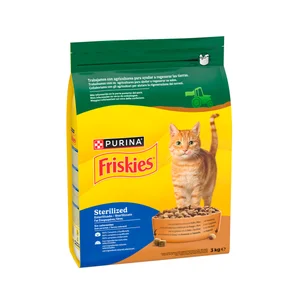 FRISKIES Pienso para gatos esterilizado a base de pavo y verduras 3 kg.