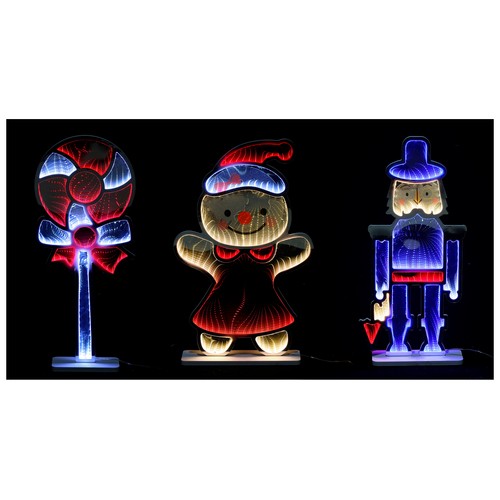 Figuras con luz interior y efecto espejo infinito 3D con 200 Led, para decoración interior de Fiesta de Navidad modelos surtidos, SNC