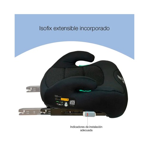 Elevador auto PLAY Three Fix, color negro, 125 - 150cm, compatible con Isofix y sin Isofix, triple capa de acolchado