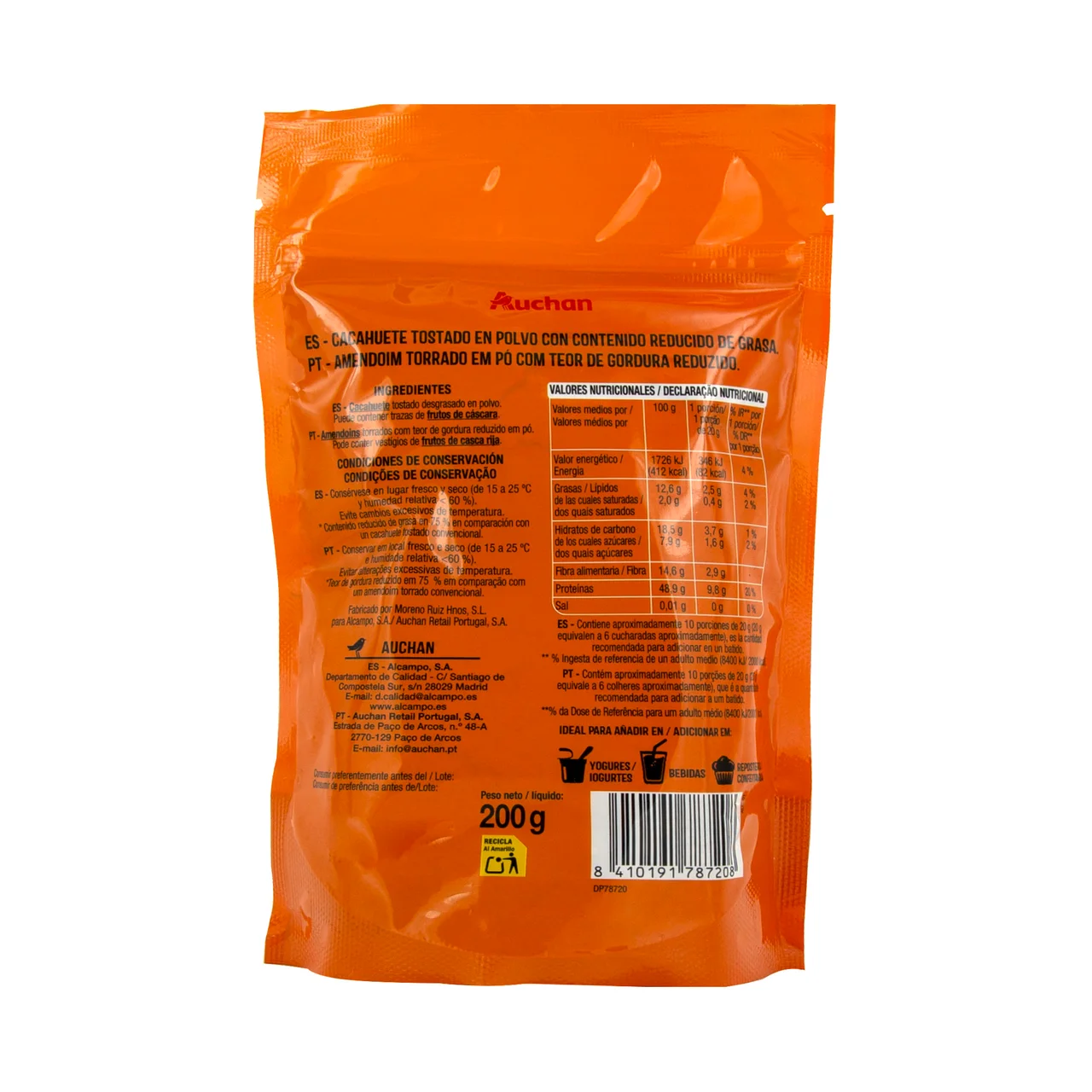 PRODUCTO ALCAMPO Cacahuete en polvo 75% desgrasado 200 g.