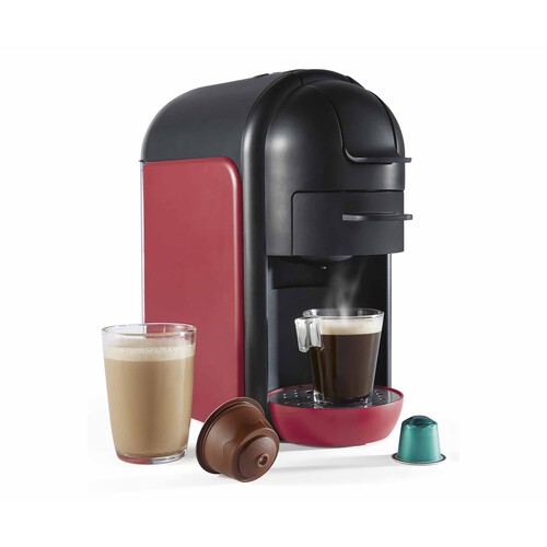 Cafetera compatible con cápsulas Dolce Gusto y Nespresso QILIVE Q.5260 roja, presión 20bar, depósito 600ml.