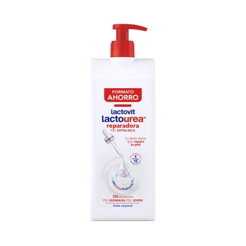LACTOVIT Lactourea Leche copororal reparadora, para pieles secas y extra secas 800 ml.