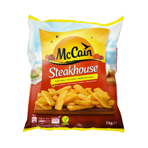 McCAIN Patatas prefritas ultracongeladas, con corte rústico McCAIN Steakhouse 1 kg.