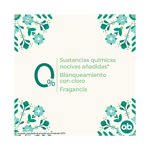 O.B. Tampones normal sin perfume, fabricados con algodón 100% orgánico O.B. Organic 16 uds.