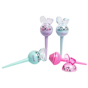 MARTINELIA Funny bunny Brillo de labios infantil con forma de caramelo de palo y tapón con forma de conejo.