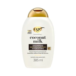 OGX Champú hidratante con leche y aceite de coco, para cabellos secos 385 ml.