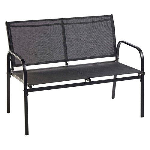 Conjunto 4 piezas con sofá, 2 sillas y mesa de acero y textileno color negro, GARDEN STAR ALCAMPO.