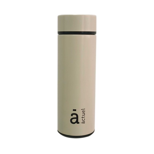 Termo de acero inoxidable para líquidos con agarrador de silicona color verde, 0,35 litros ACTUEL.