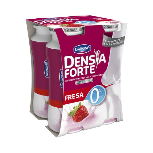 DENSIA Yogur líquido desnatado, con sabor a fresa y que ayuda a el control de la densidad ósea 0% de Danone 4 x 100 g.