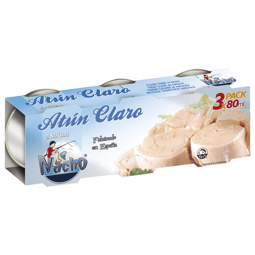Atún claro al natural NACHO 3 x 80 ml.