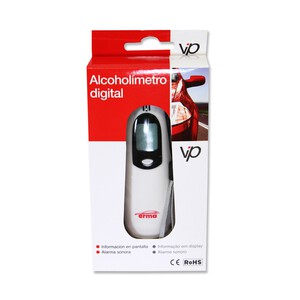 Alcoholímetro digital con información en pantalla VIP.
