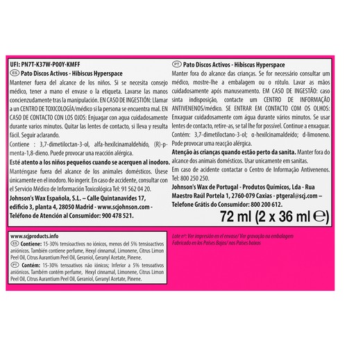 PATO Discos WC Recambio hibiscos 2X36ml