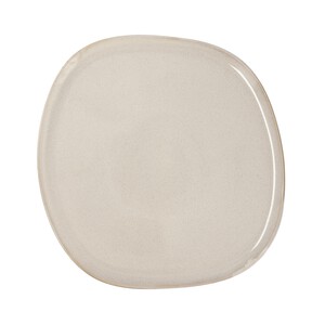 Plato llano irregular fabricado en gres, 26,5x25,7 cm, color blanco, Ikonik BIDASOA.