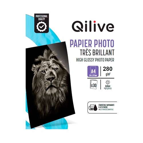 Papel fotográfico QILIVE A4, 280gr, 30 hojas