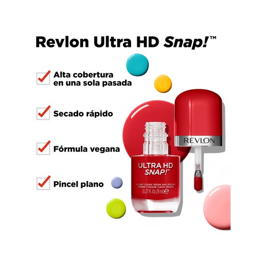 REVLON Ultra hd snap! tono 030 Cherry on top Esmalte de uñas de secado rápido.
