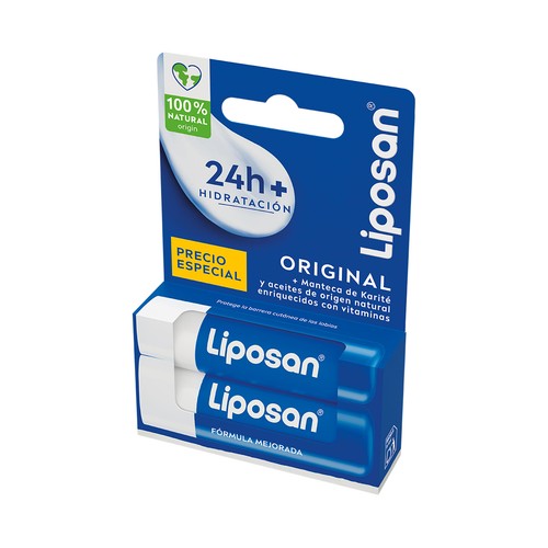 LIPOSAN Original Protector (bálsamo) labial hidratante, con ingredientes 100% naturales 2 uds.