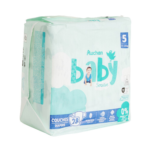 PRODUCTO ALCAMPO Baby sensitive Pañales talla 5 (11-25 kg) 28 uds.