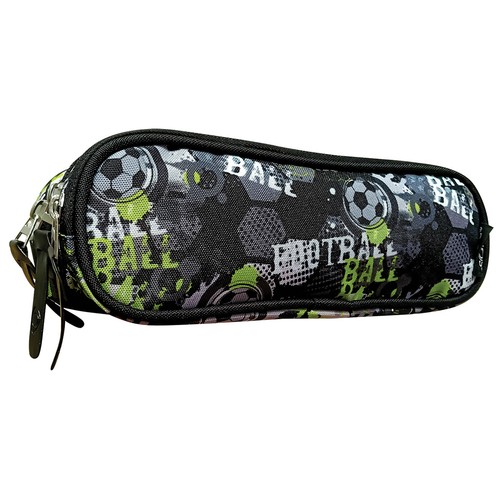 Estuche portatodo triple con cremalleras 10x22x7 cm Fútbol. MITOS