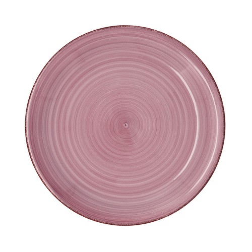 Plato llano de loza de 27cm diseño en color rosa con espirales, Peoni Vita, QUID